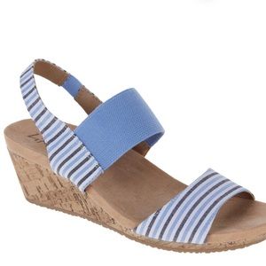 LifeStride Cork Wedge Sandal - Blue Multi - Size 10W